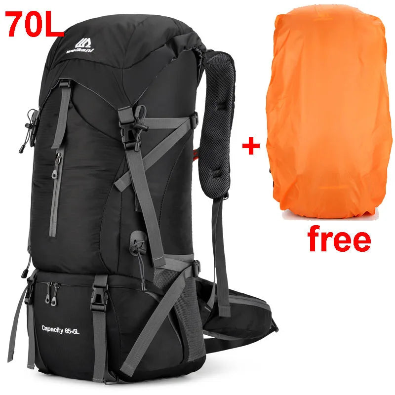 70L Nylon Camping Backpack with Rain Cover β Outdoor Hiking, Mountaineering & Travel Daypack for Men