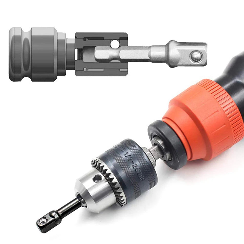 8pc Electric Screwdriver Adapter Set – 1/2'' Hex, 3/8'' Square, 1/4'' Extension Rod Tool Accessories