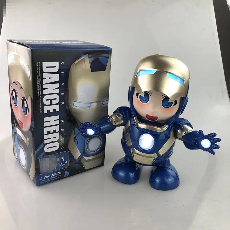 Marvel Iron Man Dance Action Figure – LED Light Singing Robot, Spiderman & Avengers Superhero Toy, Kid’s Christmas Gift