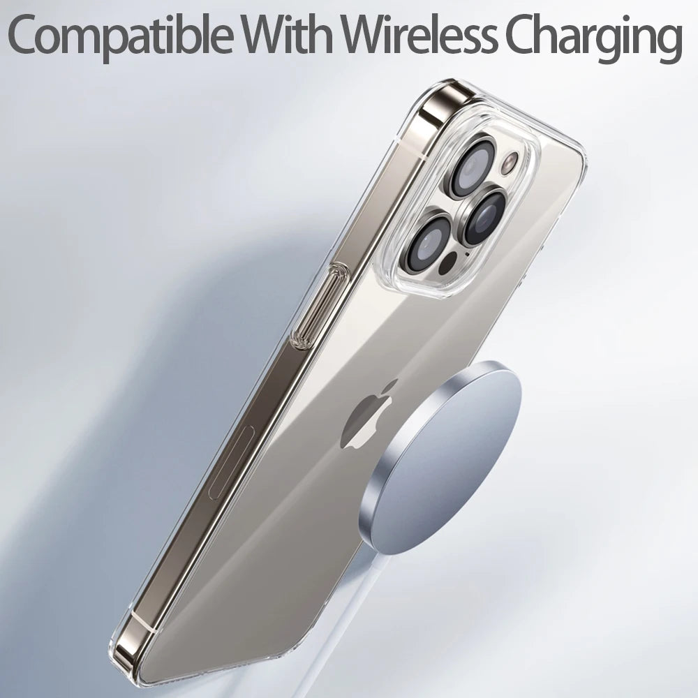 Luxury Clear iPhone Case - Transparent Soft TPU Silicone Back Cover for iPhone 8 Plus XR XS 11 12 13 14 15 16 Pro Max
