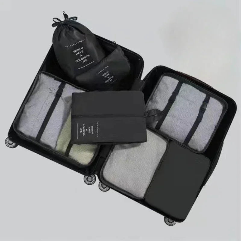 7 Piece Travel Bag Organizer Set - Luggage & Clothing, Shoes, Blanket Packing Cubes & Pouches