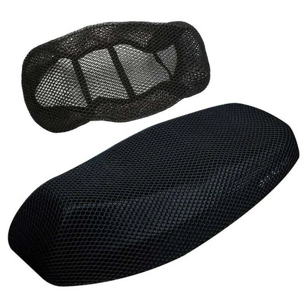 Breathable 3D Mesh Motorcycle Seat Cover Pad - Anti-Slip Cushion for Moped, Motorbike, and Scooter, Black Grid Seat Cover
