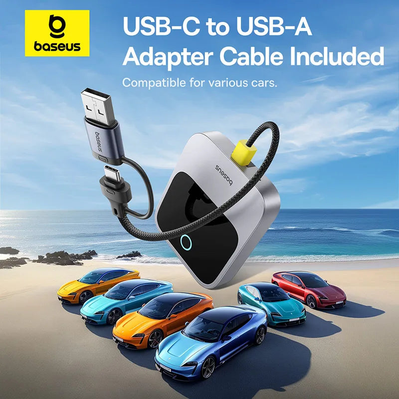 Baseus Wireless CarPlay Adapter – Smart CarPlay Box for iOS, Wired to Wireless Display, Plug and Play with Bluetooth and WiFi Connectivity