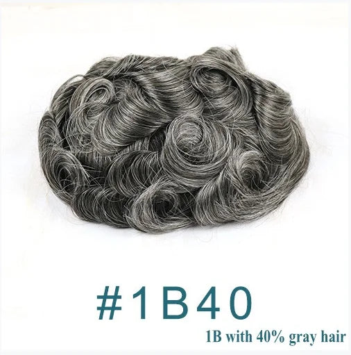 Men's Human Hair Toupee - 0.1mm Thin PU Base Undetectable Durable Hair System