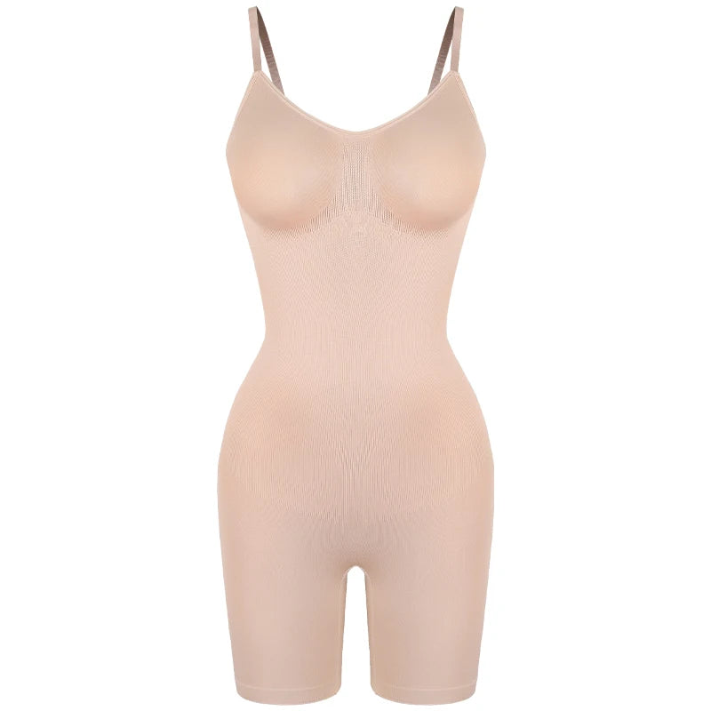 Women’s Bodysuit Shapewear Tank Top — Tummy Control Full Body Shaper with Anti-Chafing Shorts, Waist Trainer & Butt Lifter