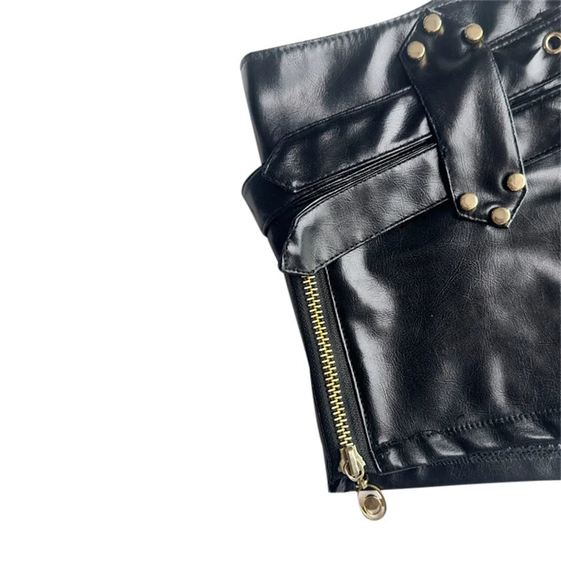 Women’s Sexy Leather Mini Shorts - Low Waist Side Zipper Slim Fit Hip Lift Fashion Trousers