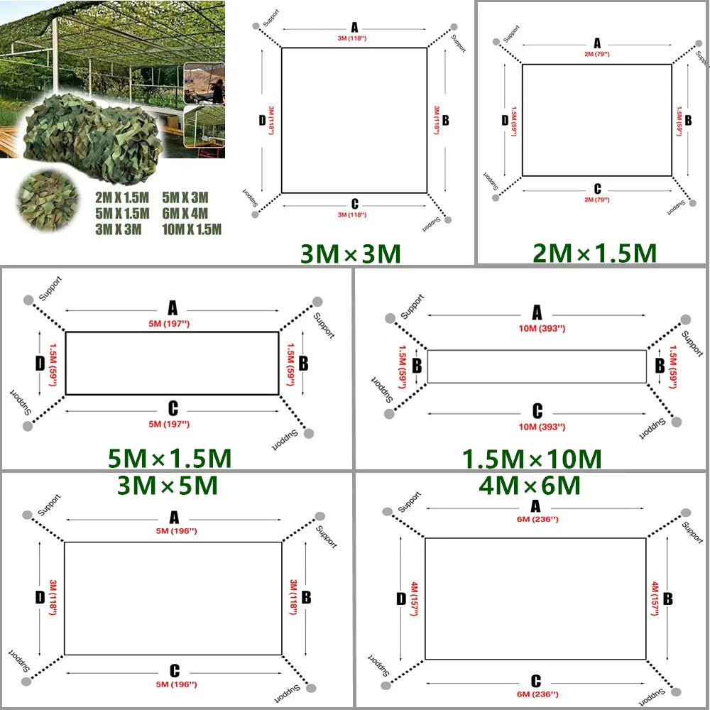 Hunting Camouflage Netting - Woodland Camo Shade Cover for Camping, Car Protection, Privacy & Outdoor Shelter