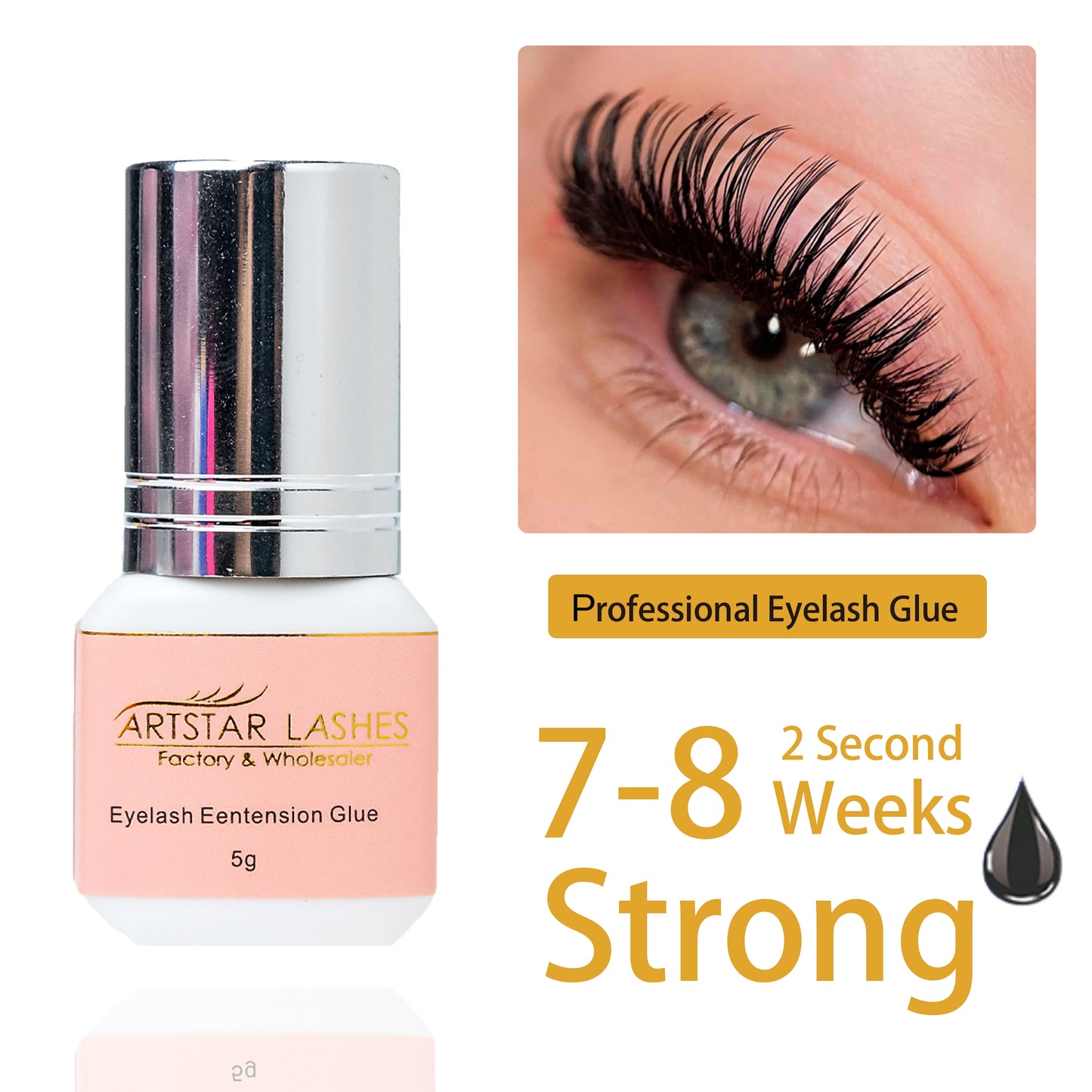 ARTSTAR 5ml Eyelash Extension Glue β Fast-Drying 0.5S/1S/2S Adhesive, Low-Odor, Long-Lasting Lash Glue