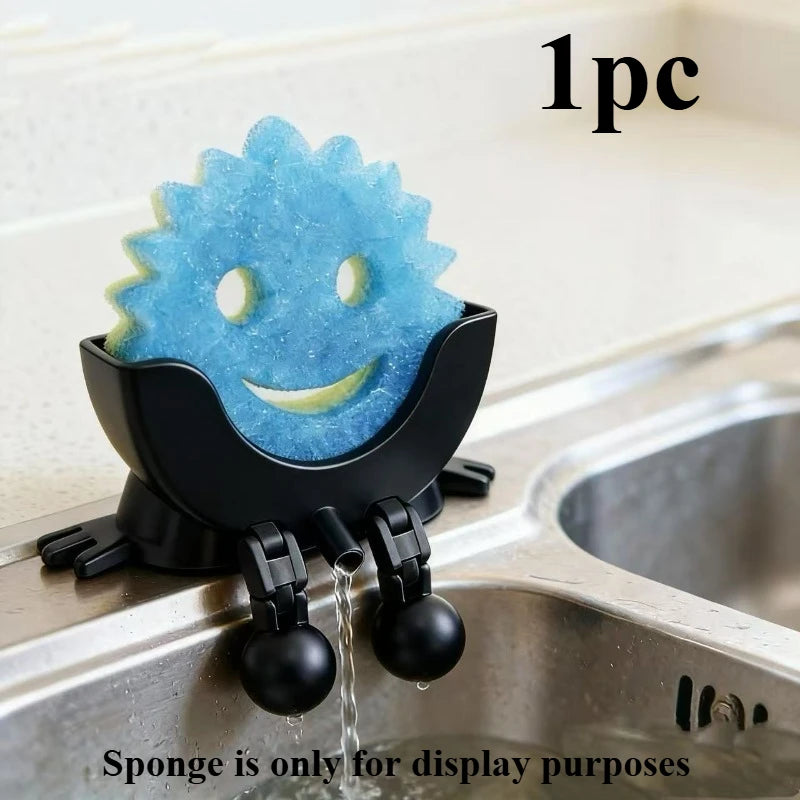 Cute Kitchen Sponge Holder with Drainage Holes & Legs β Fun Sink Edge Dish Sponge Stand for Countertop Organization π§½β¨