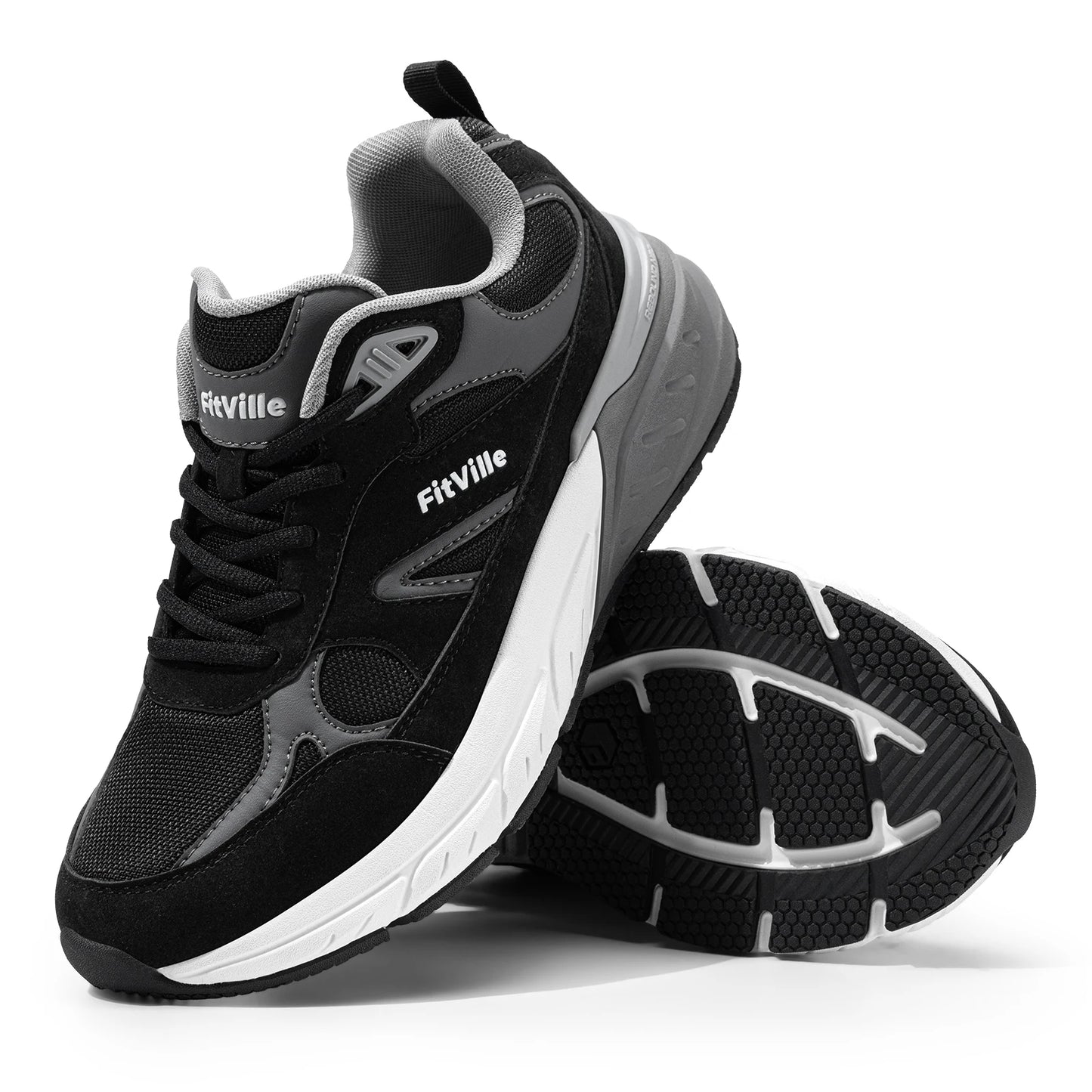 FitVille Wide Width Men’s Walking Shoes – Arch Support Sneakers for Flat Feet, Heel Pain & Plantar Fasciitis Relief