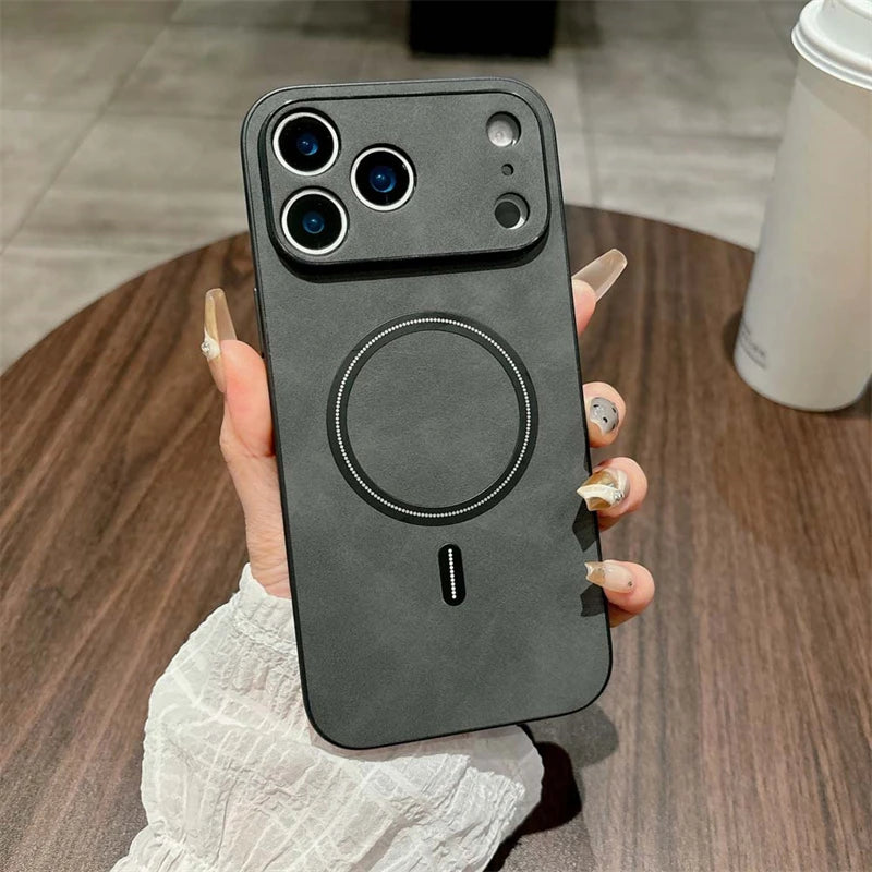 MagSafe Leather Shockproof Phone Case - Magnetic Wireless Charging Cover for iPhone 11, 12, 13, 14, 15, 16 & 17 Series