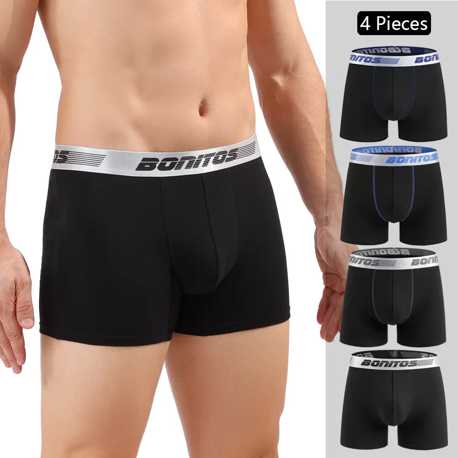 4pcs Men Cotton Boxer Shorts - Soft Comfortable Male Underwear Briefs Couple Boxers Set