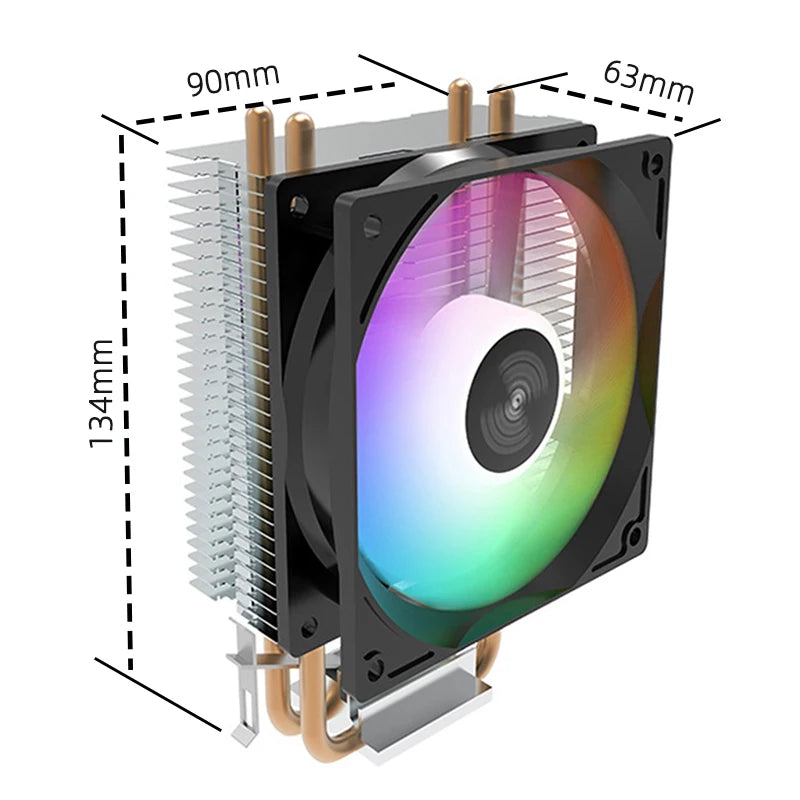 TEUCER CPU Cooler — 2-4 Heat Pipe Radiator with 3-Pin PWM Silent RGB Fan for Intel LGA 1700/1150/1155/1156/1366 & AMD AM2/AM3/AM4