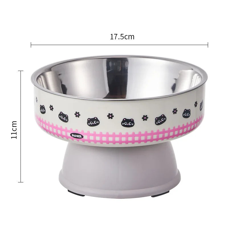 Elevated Stainless Steel Pet Bowl - Large Capacity Raised Food & Water Feeder for Cats & Dogs