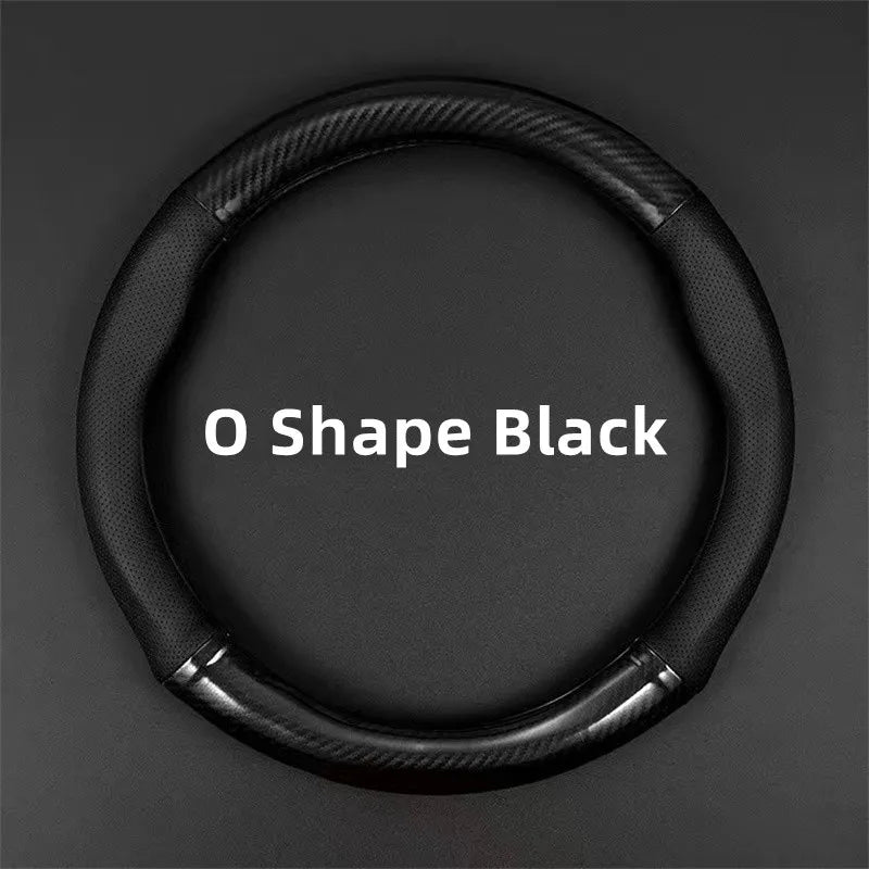 Universal Carbon Fiber Leather Steering Wheel Cover — 3D Anti-Slip, Stylish Car Accessory