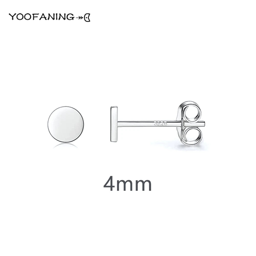 925 Sterling Silver Ear Needle Earrings β Simple Circular Gold & Silver Studs for Women Jewelry (Multiple Sizes)