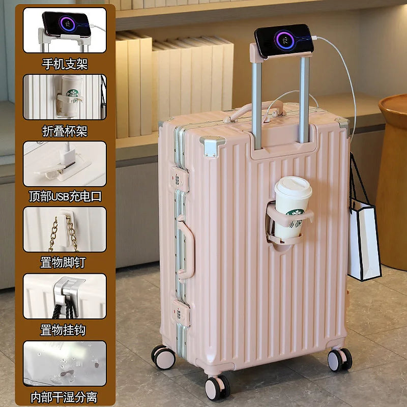 Multifunctional Large Capacity Suitcase – Universal Wheel Trolley with Password Lock for Men, Women & Students