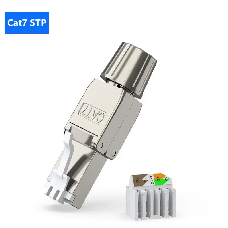 Cat6A/Cat7 RJ45 Connector β UTP/STP Toolless Network Plug | Shielded PoE Ethernet Modular Male Adapter