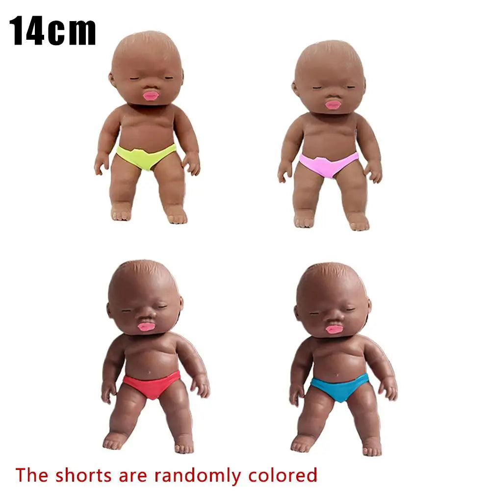 Natasha Black Baby Squishy Toy - Soft TPU Stress Relief Squeeze Fidget Doll for Kids & Adults