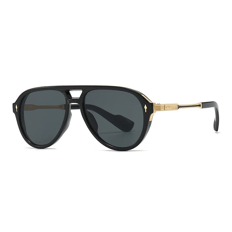 Men’s Aviator Sunglasses – Retro Double Bridge Square Frame, European & American Style, Wholesale