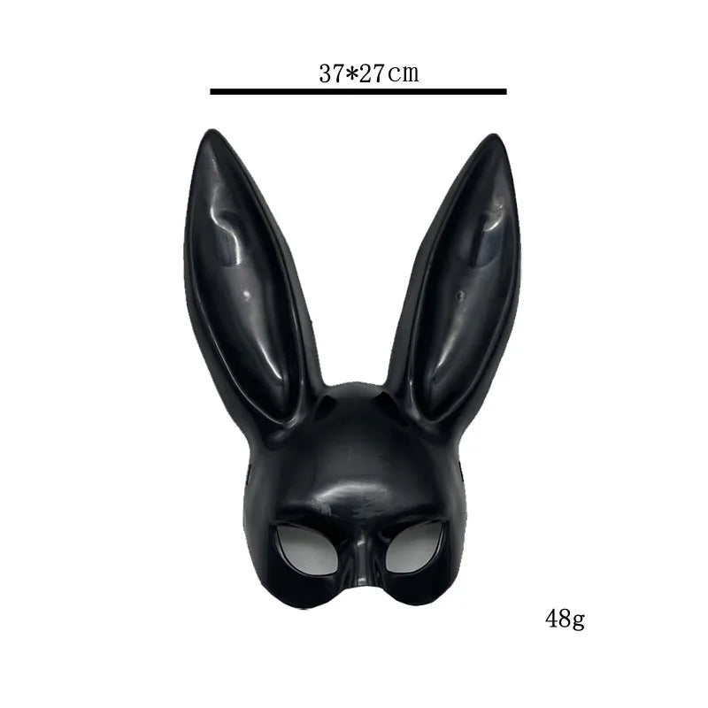 Black and White Rabbit Mask - Halloween Party Decoration, Long Ears Bunny Mask for Costume and Cosplay