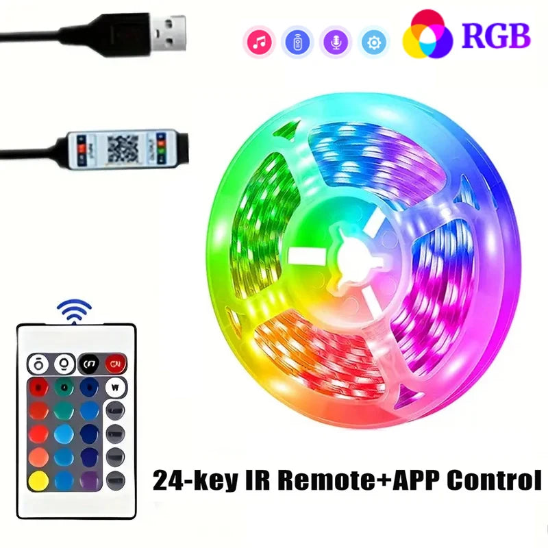 USB LED Strip Lights β Bluetooth-Controlled SMD 5050 RGB Tape, Flexible Self-Adhesive TV Backlight