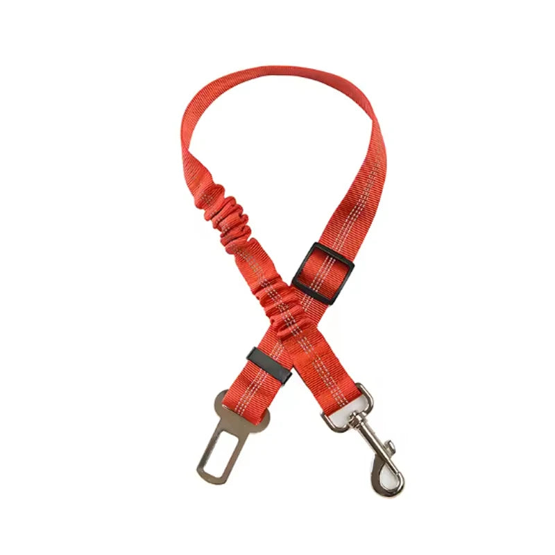High-Grade Adjustable Dog Car Safety Belt — Shock-Absorbing Damping Strap with Reflective Trim, Universal Fit