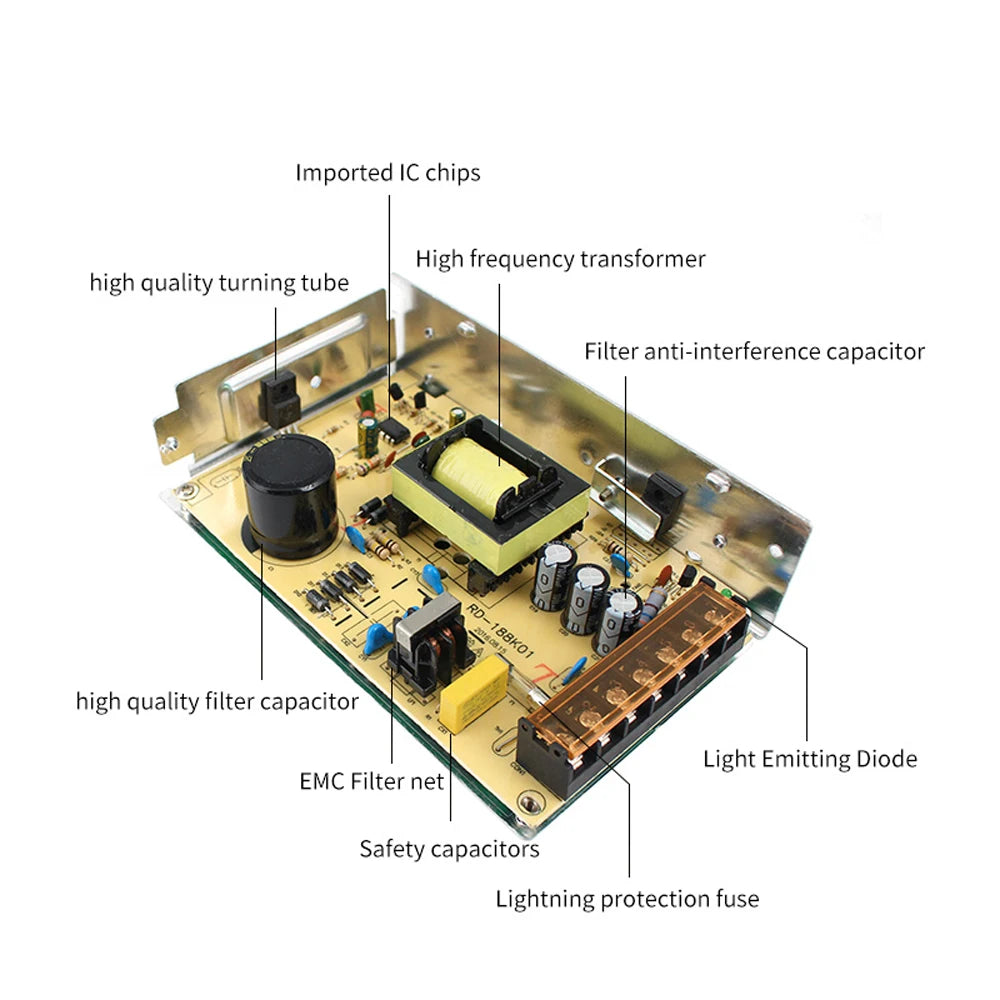 AC DC Switching Power Supply SMPS - 220V To 5V 12V 24V 36V Adapter For LED And Electronic Devices