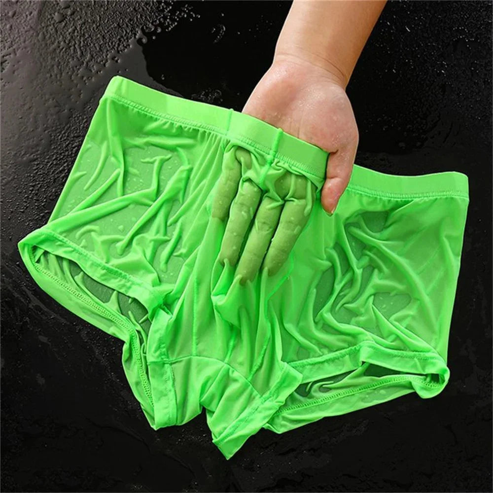Ultra Thin Ice Silk Boxers - Semi-Transparent Seamless Men’s Trunk Underwear Plus Size