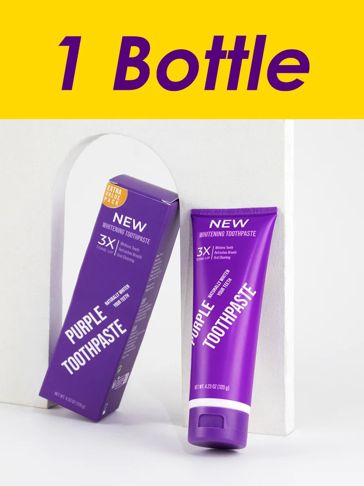 Purple Tooth Whitening Toothpaste – Teeth Stain Remover, Oral Gum Care & Fresh Breath