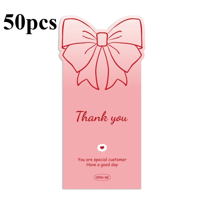 50pcs Pink Bowknot Thank You Stickers - Cute Rose Gift Box Sealing Labels for Decorative Packaging & Presents
