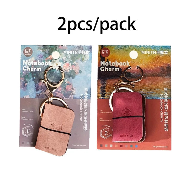 Mini PU Journal Keychain - Portable Leather Diary & Backpack Notebook Charm