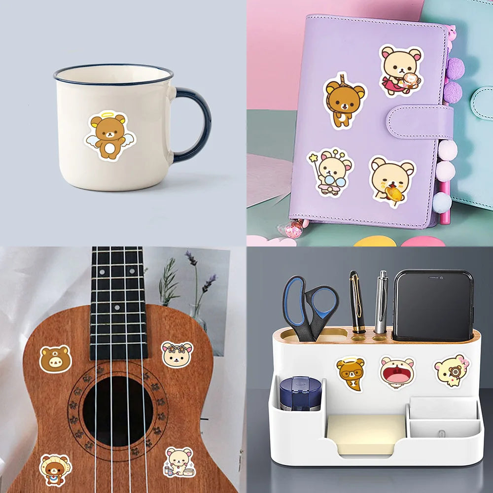 1050-Piece Rilakkuma Bear Stickers Set - Cute Kawaii Waterproof Vinyl Decals for Laptops, Phone Cases, Notebooks, and Water Bottles