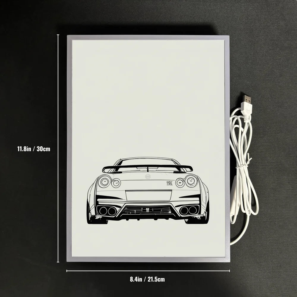 GTR Anime Racing LED Night Light – Car-Themed Bedroom Decor Lamp for Anime Fans, Ambient LED Lampara de Noche & Gift Light