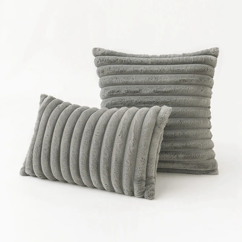 Faux Fur Plush Throw Pillow Covers – Soft Decorative Cushion Cases for Couch, 30x50cm & 45x45cm, Orange, Green, Pink, Cream