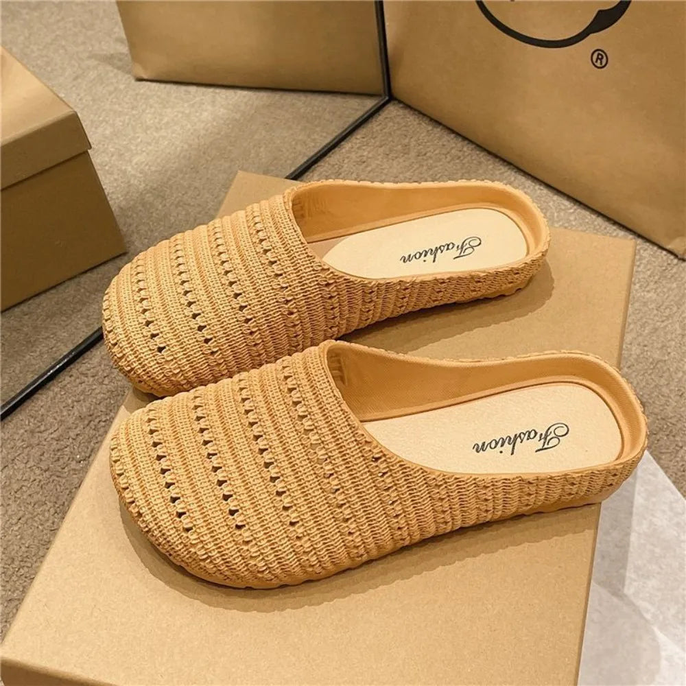 Breathable Hollow Half Slippers - Lightweight Flat Bottom Anti-Slip Summer Sandals