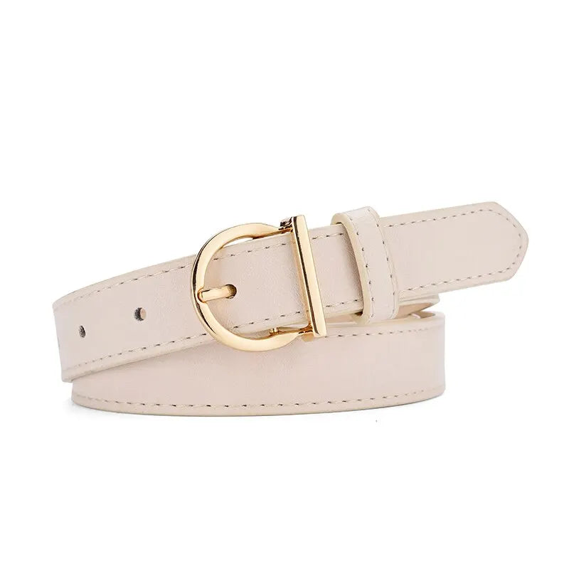 Women's Fashion Pin Buckle Thin Belt – Genuine Soft PU Leather Belt for Cargo Pants & Jeans, Windproof Design