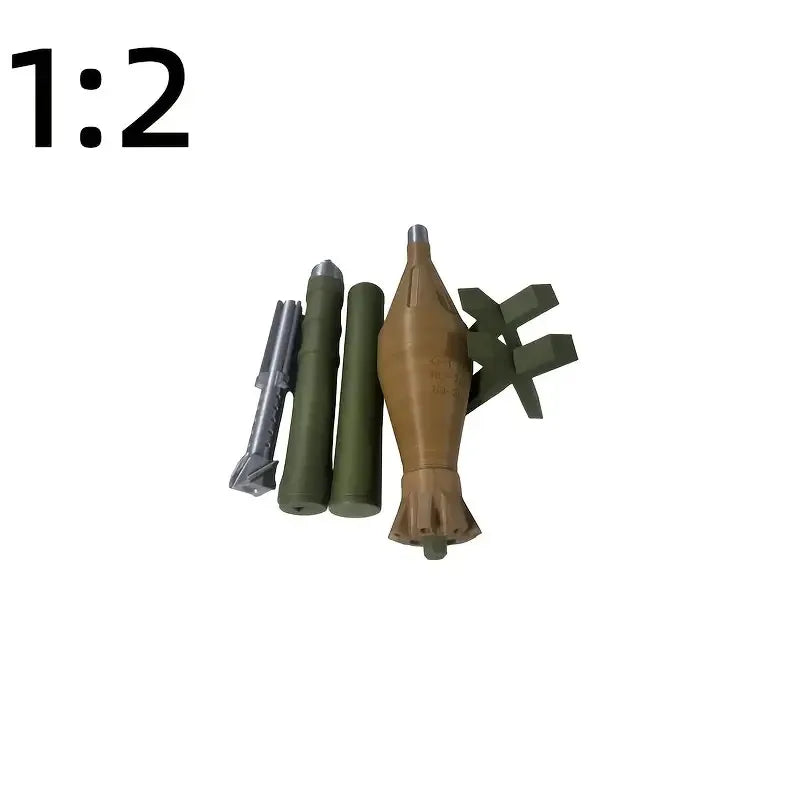 1:1/1:2 Scale RPG Rocket Model β High-Strength ABS with Folding Fins & Removable Cover for Home, Office, and Airsoft Gun Display