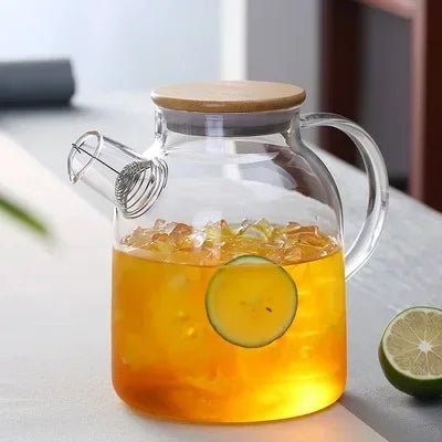 1.8L Transparent Borosilicate Glass Teapot – Heat-Resistant Large Clear Tea Pot for Puer, Flower Tea, Office & Home