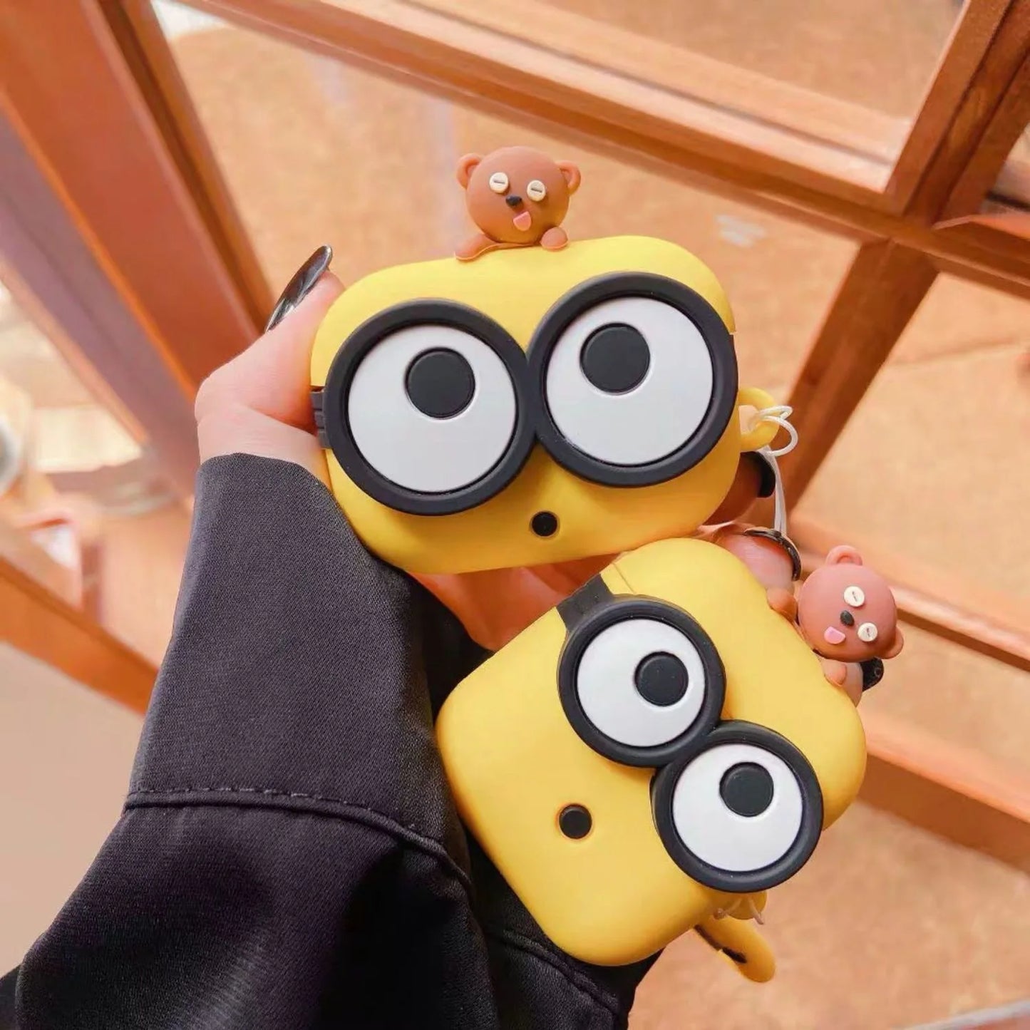 3D Cartoon Bear Silicone Case for AirPods 4 & AirPods Pro 2 β Cute Big Eyes Earphone Cover 2024