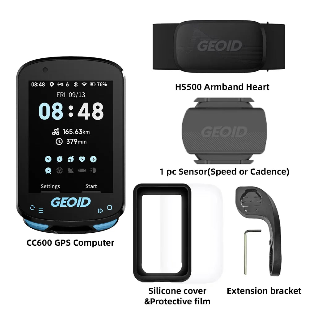 GEOID CC600 Bike Computer – Color Screen Smart GPS Speedometer with Wireless ANT+, WIFI, 11 Languages & Cycling Odometer