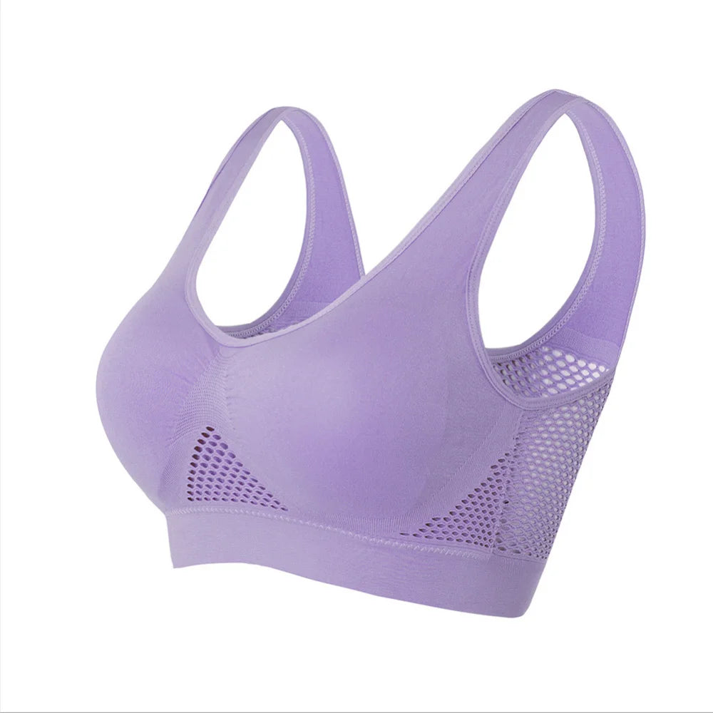 Seamless Mesh Sports Bra for Women – Wireless Shockproof Gym & Yoga Bra, Breathable Plus Size 6XL Running Crop Top