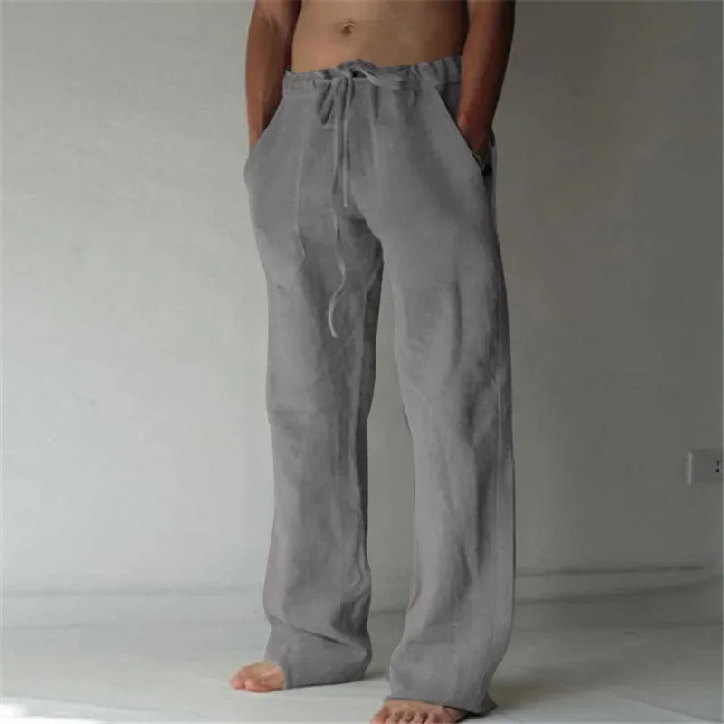 Men's Cotton Linen Pants – New Spring Summer 2023 Breathable Solid Color Trousers, Fitness Streetwear S-3XL