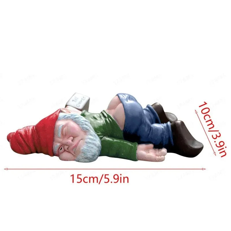 15cm Drunken Garden Gnome Statues - Funny Weatherproof Resin Ornaments for Indoor and Outdoor Decor