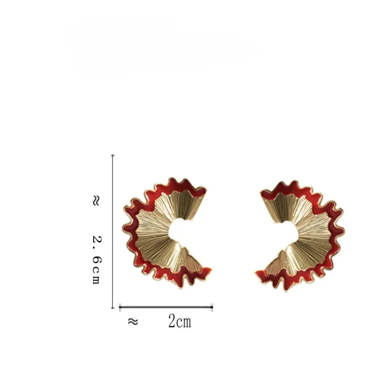 Irregular Geometric Alloy Clip-On Earrings - No-Piercing Punk Style Statement Jewelry for Women