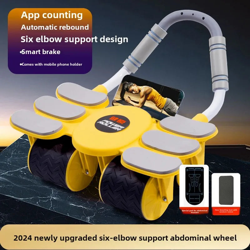 Abdominal Wheel with Automatic Rebound – Four Wheels & Six-Elbow Support for Core Training