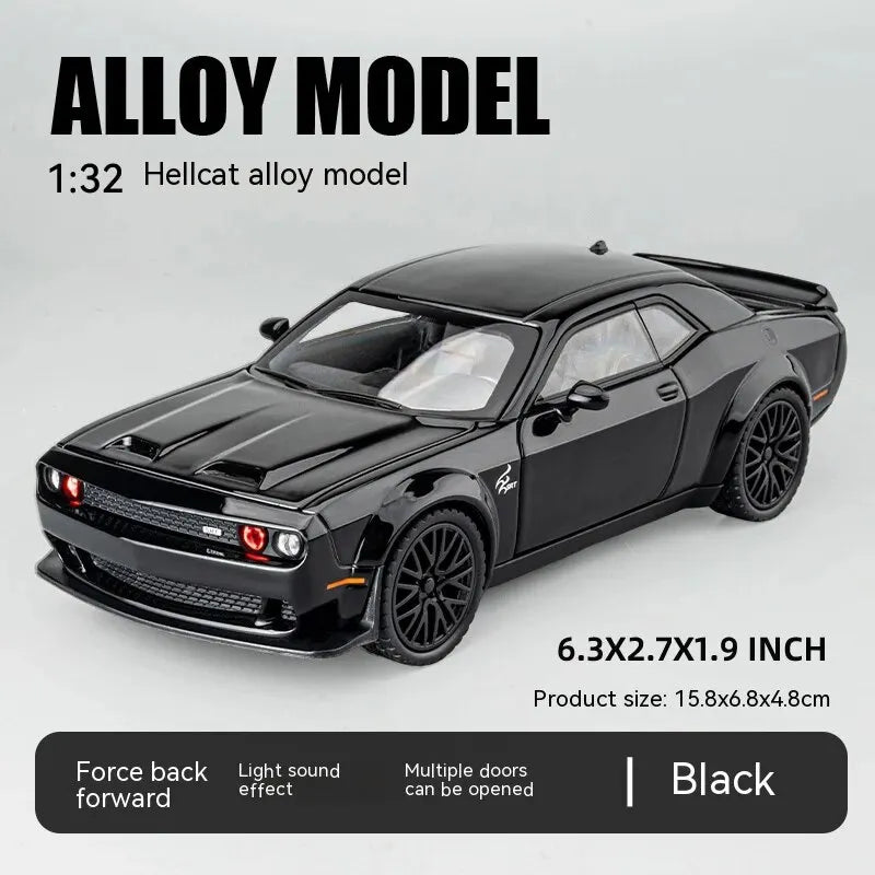 Dodge Challenger Hellcat 1:32 Scale Die-Cast Toy Car β Pull Back Model with Sound and Light Features
