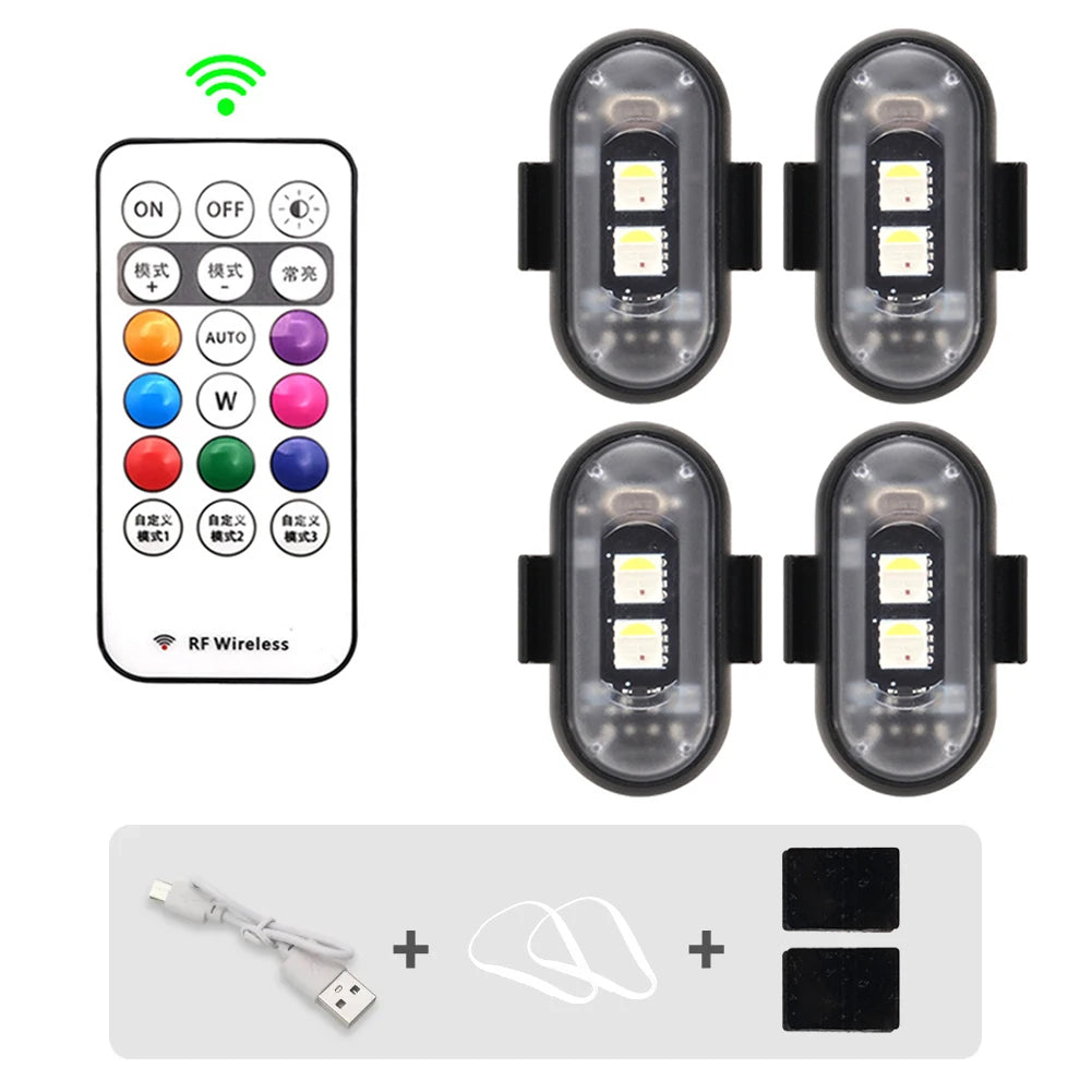 Wireless RGB LED Strobe Lights – Warning & Position Lights for Aircraft, Helicopters, and Motorcycles