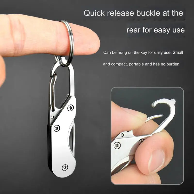 Stainless Steel Mini Folding Knife Keychain – Portable EDC Pocket Multitool for Camping & Outdoor Use