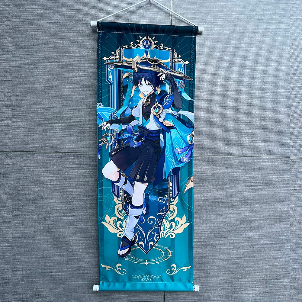 Hot Game Impact Scroll Canvas β Cartoon Heroes Wall Hanging Poster for Cosplay, Halloween, Xmas Decor & Gifts